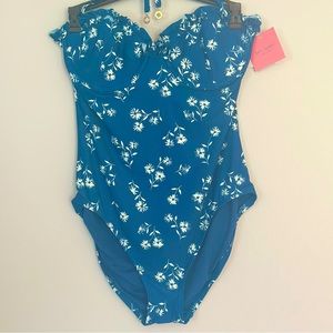 Women’s Kate Spade Floral Ruffled Sweatshirt One-Piece Swimsuit Size L